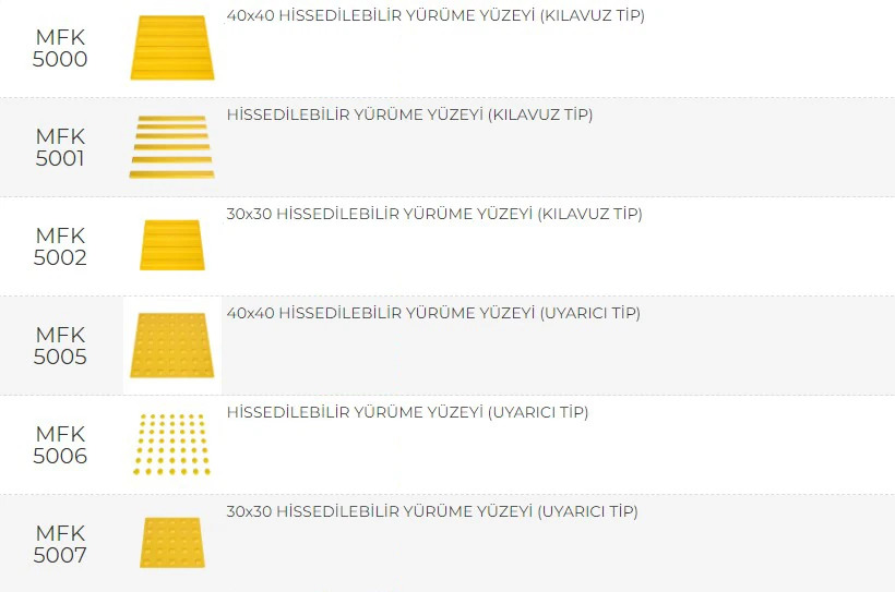 MFK 5001 Hissedilebilir Yürüme Yüzeyi (Kılavuz Tip)
